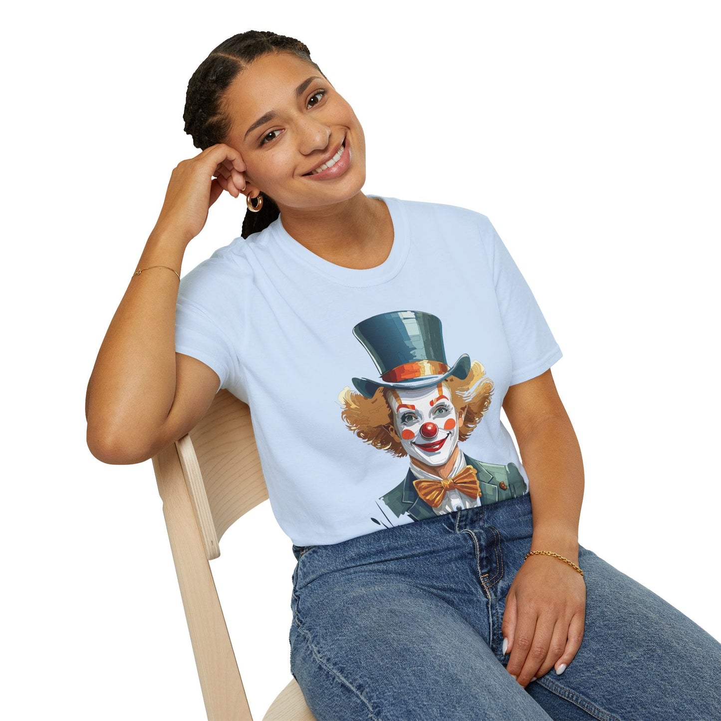 Funny Clown Shirt Unisex T Shirt Circus Style Tee With Scary Man Artwork Gildan 64000