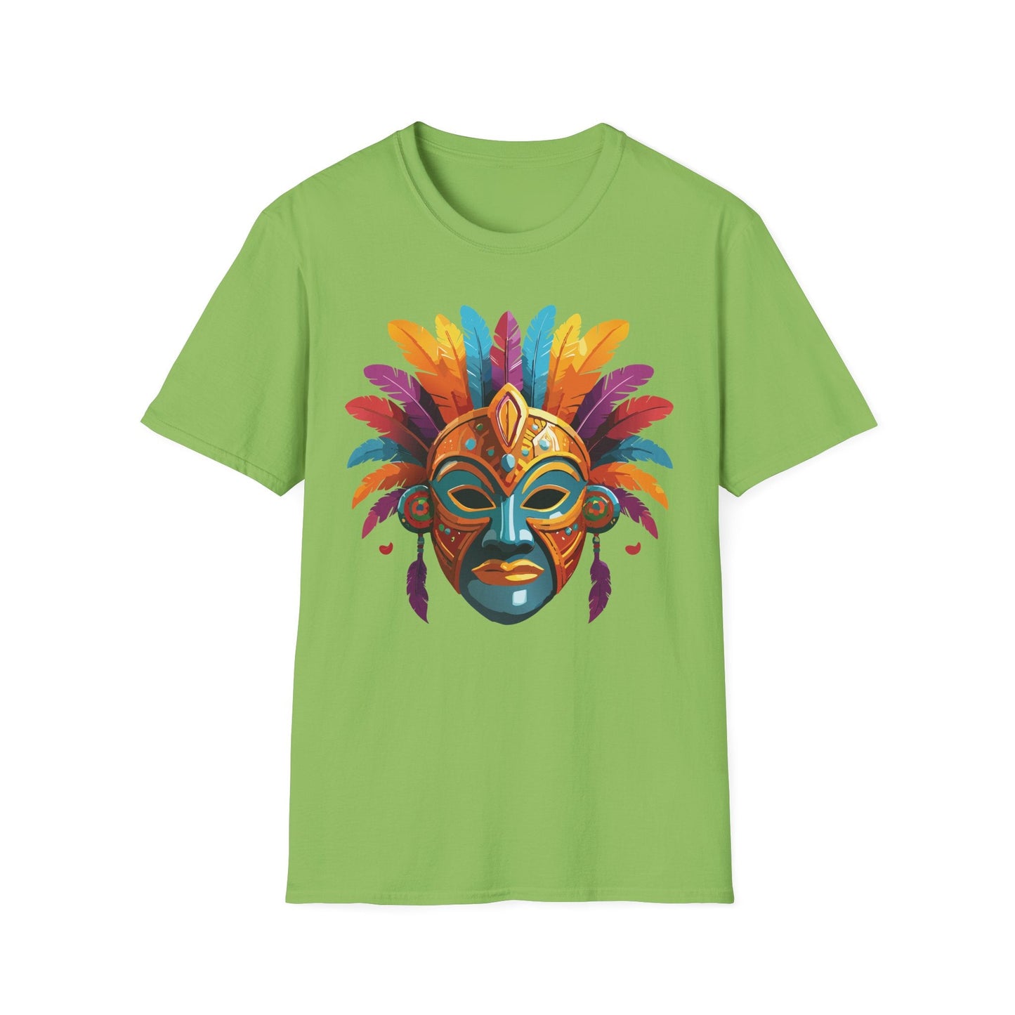 Unisex Gildan Mask T Shirt Softstyle 64000 With Art Design Lightweight Cotton Tee