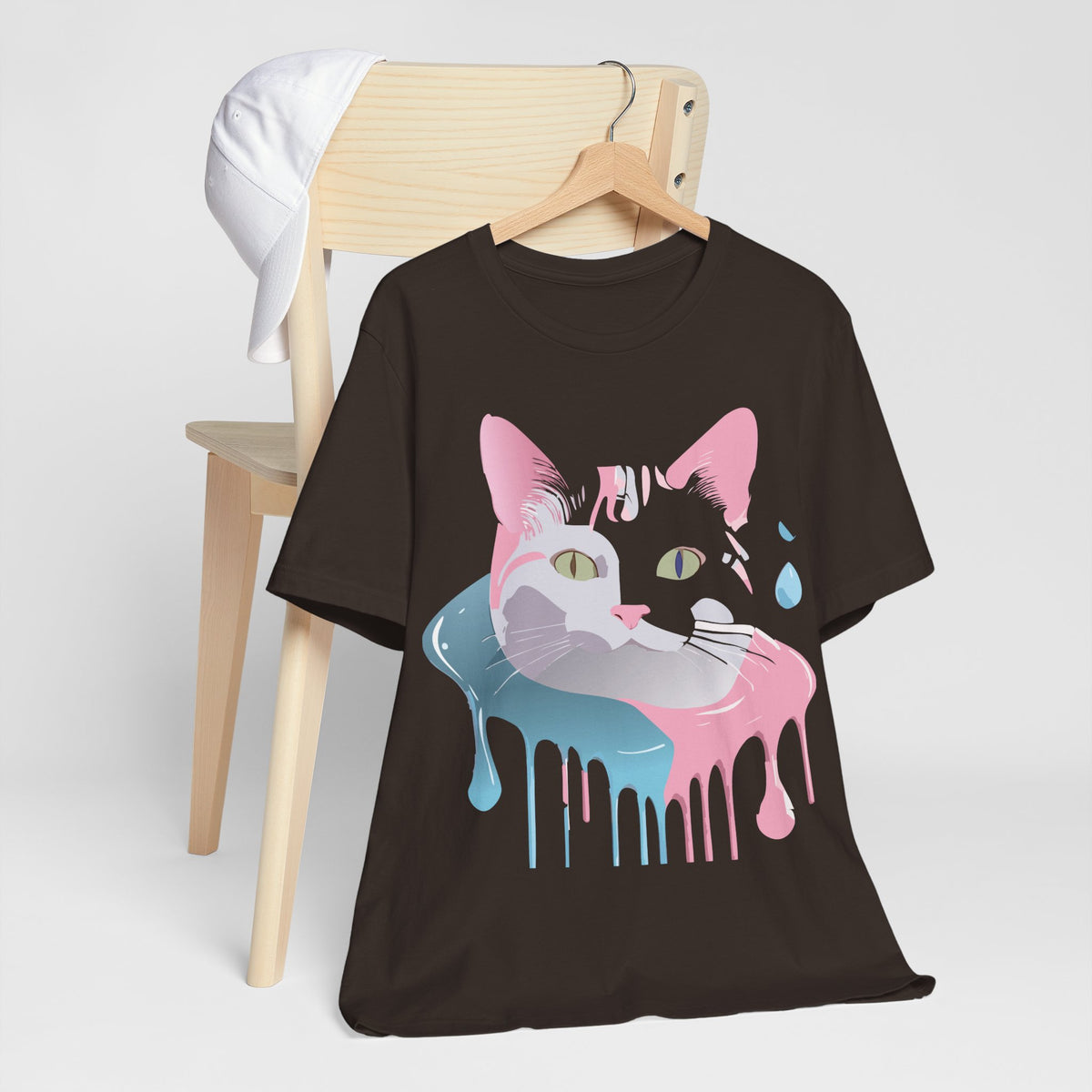 Cat Graphic Unisex Cotton Bella+Canvas Tee with Art Animal Design e106