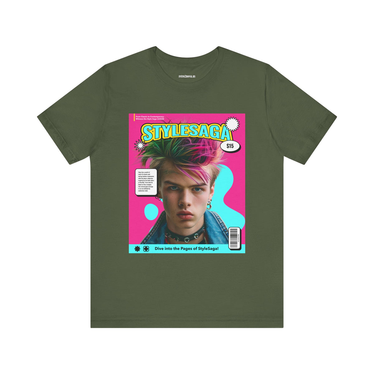 Magazine Cover Graphic Unisex Cotton Bella+Canvas Tee with Retro Poster ab33