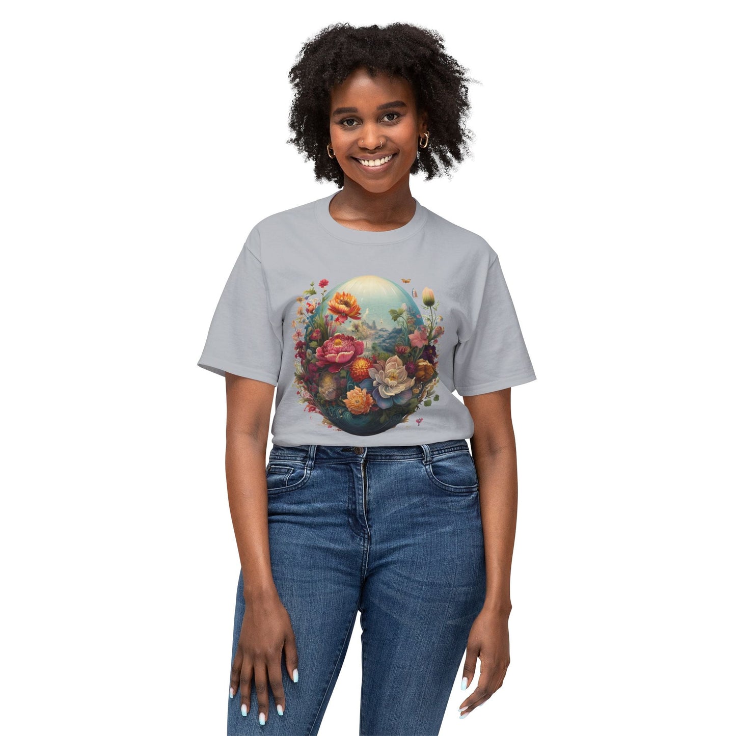 Unisex Floral T Shirt With Vintage Flower Art Print Cotton Tee For Men Women Everyday Wear