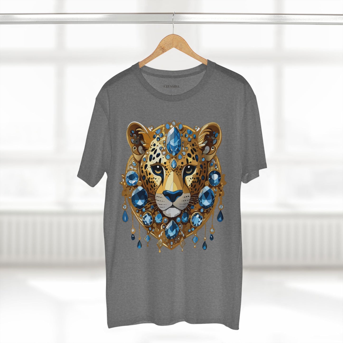 Cheetah Graphic Unisex 100 Cotton Tee With Unique Animal Golden Medallion Art Design 49