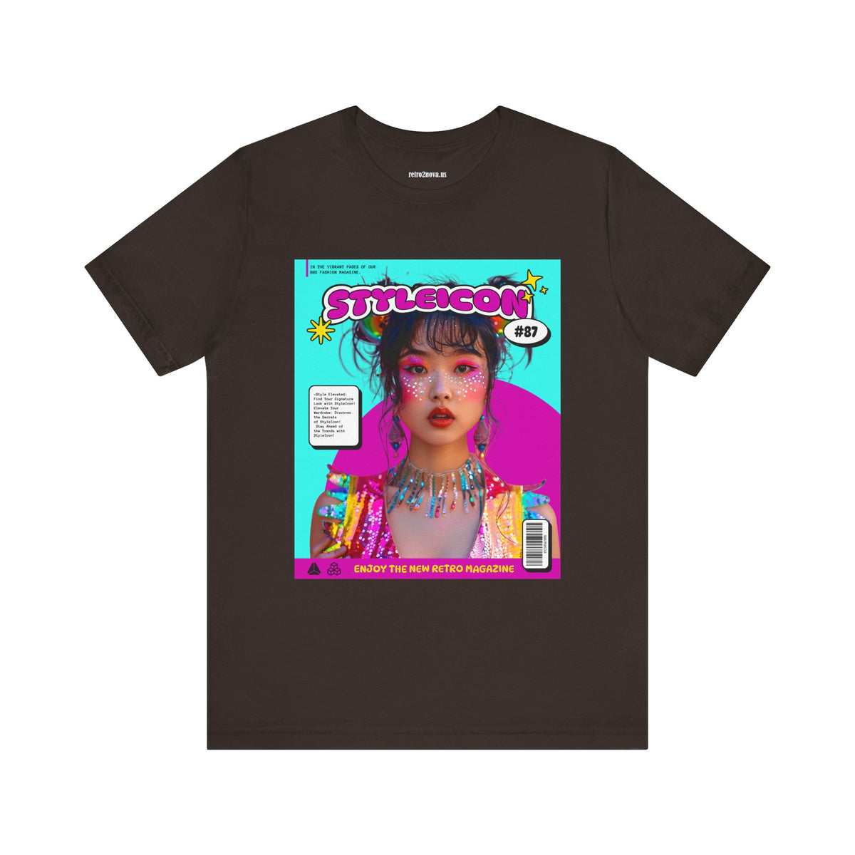 Magazine Cover Graphic Unisex Cotton Bella+Canvas Tee with Retro Poster ab32
