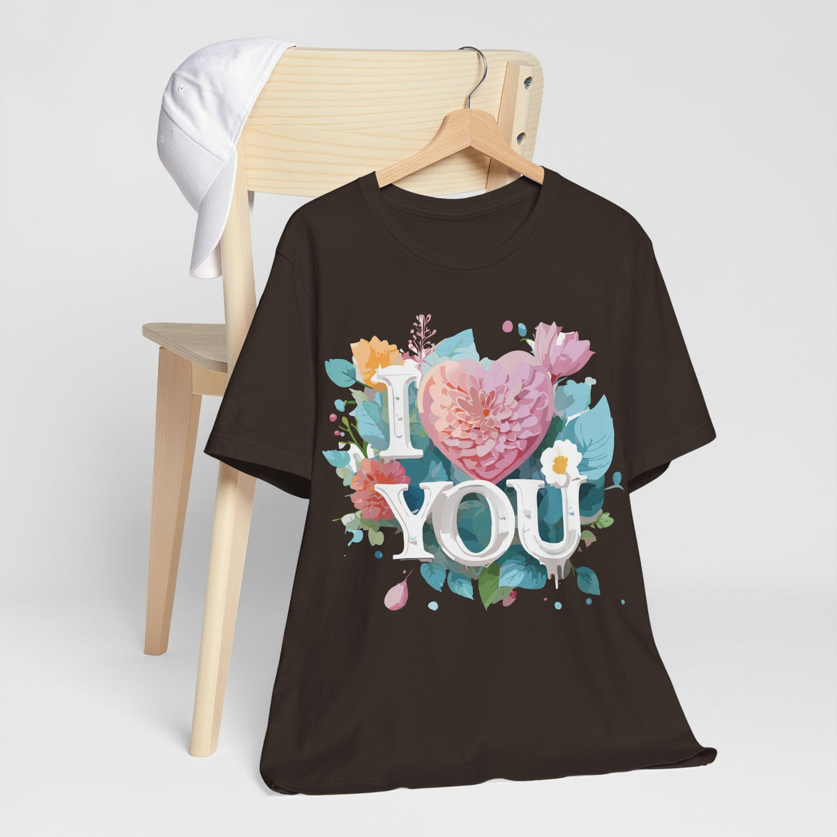 Valentine's Day Graphic Unisex Cotton Bella+Canvas Tee with Floral Art Design d125