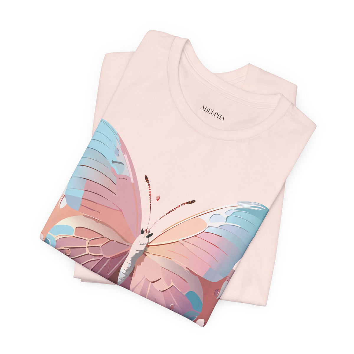Butterfly Graphic Unisex Cotton Bella+Canvas Tee with Floral Art Design m02
