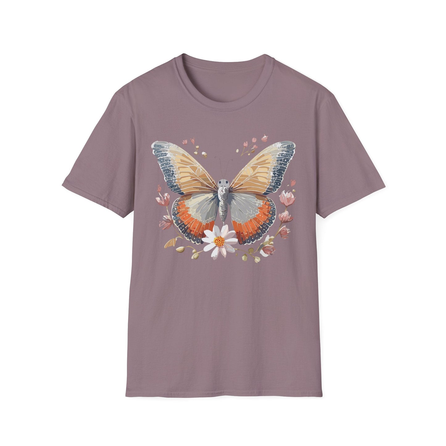 Unisex Butterfly T Shirt Softstyle Gildan 64000 Comfortable Durable Tee For Everyday Wear