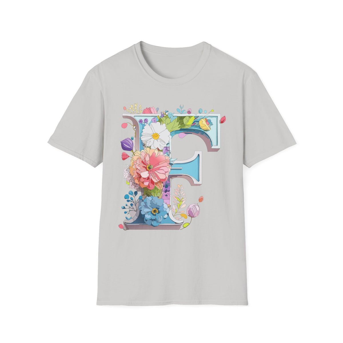 Floral Letter F T-Shirt | Botanical Initial Tee