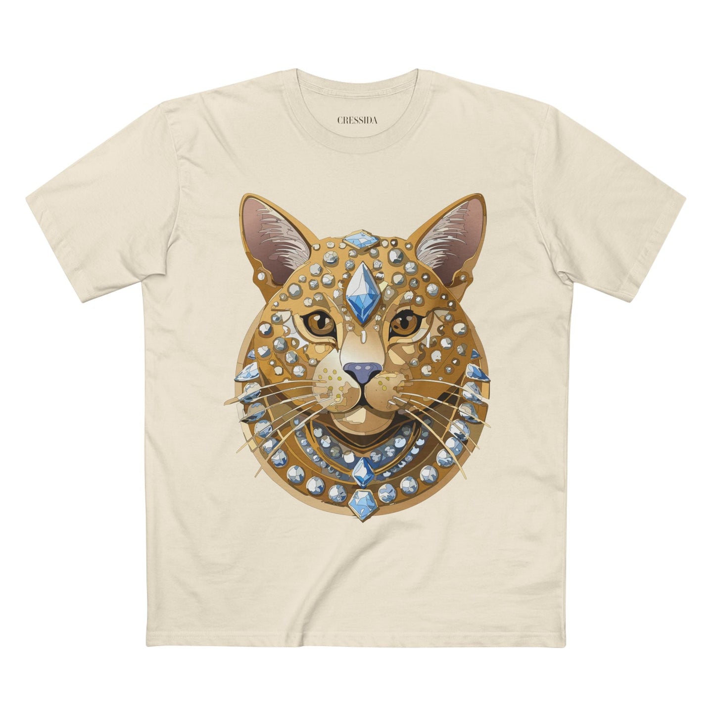 Cat Graphic Unisex 100 Cotton Tee With Unique Animal Golden Medallion Art Design 11
