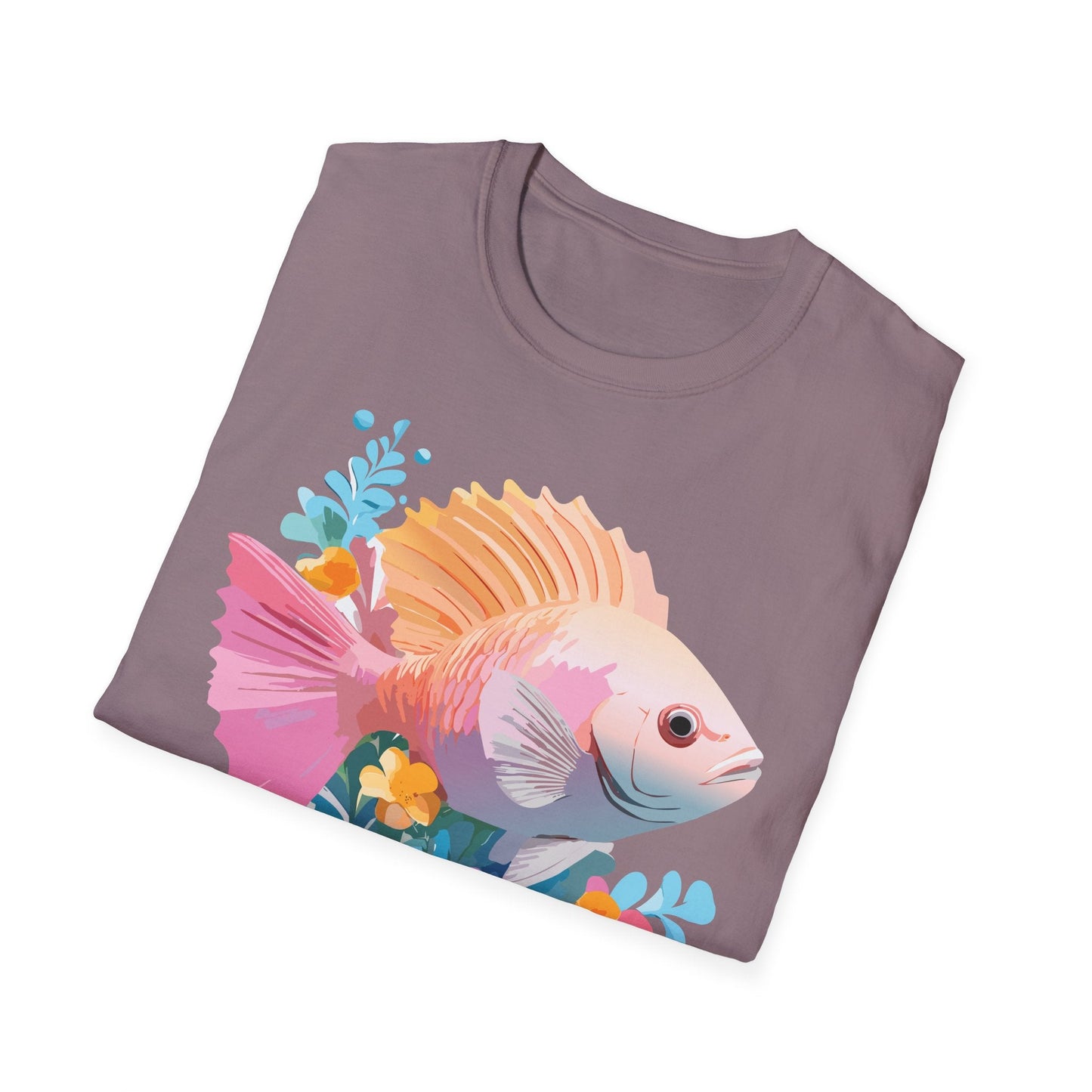 Fish Art Design Graphic Tee Shirt Unisex Softstyle Cotton Short Sleeve Comfort Fit Everyday Wear