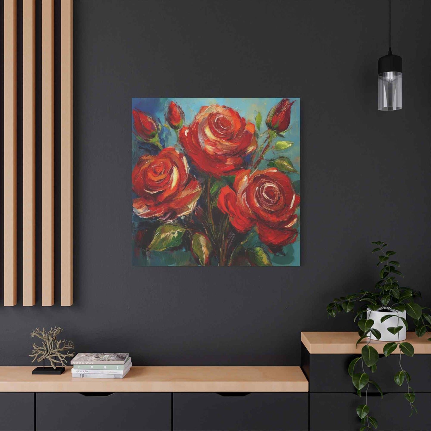 Red Roses Print Canvas, Roses Oil Paint Print 20x20, 24x24, 30x30, 32x32, 36x36, Floral Art Design Print Non-Frame MC-23