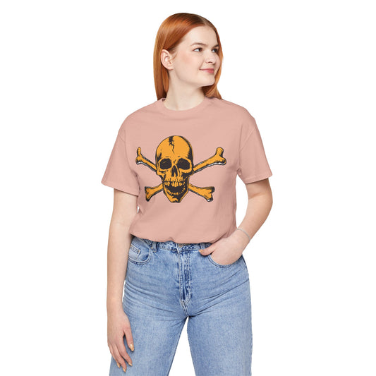 Orange Skull Graphic Design Tee, Skull Shirt, Vintage Tees, Art Design T-Shirt, Vintage Graphic Tee, Art Shirts with Skulls 4