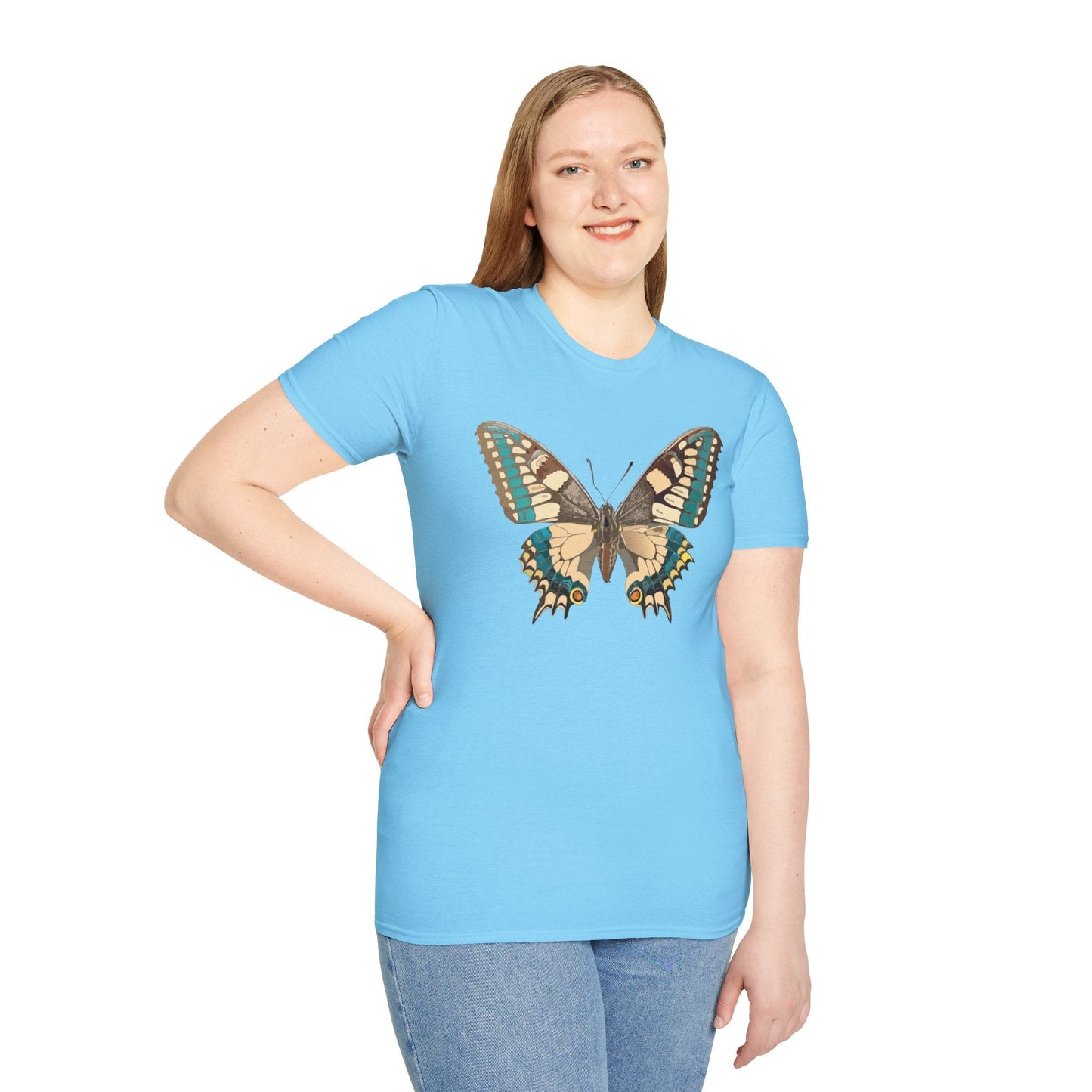 Unisex Butterfly T Shirt Softstyle 64000 Ring Spun Cotton Lightweight Tee Breathable Everyday Comfort