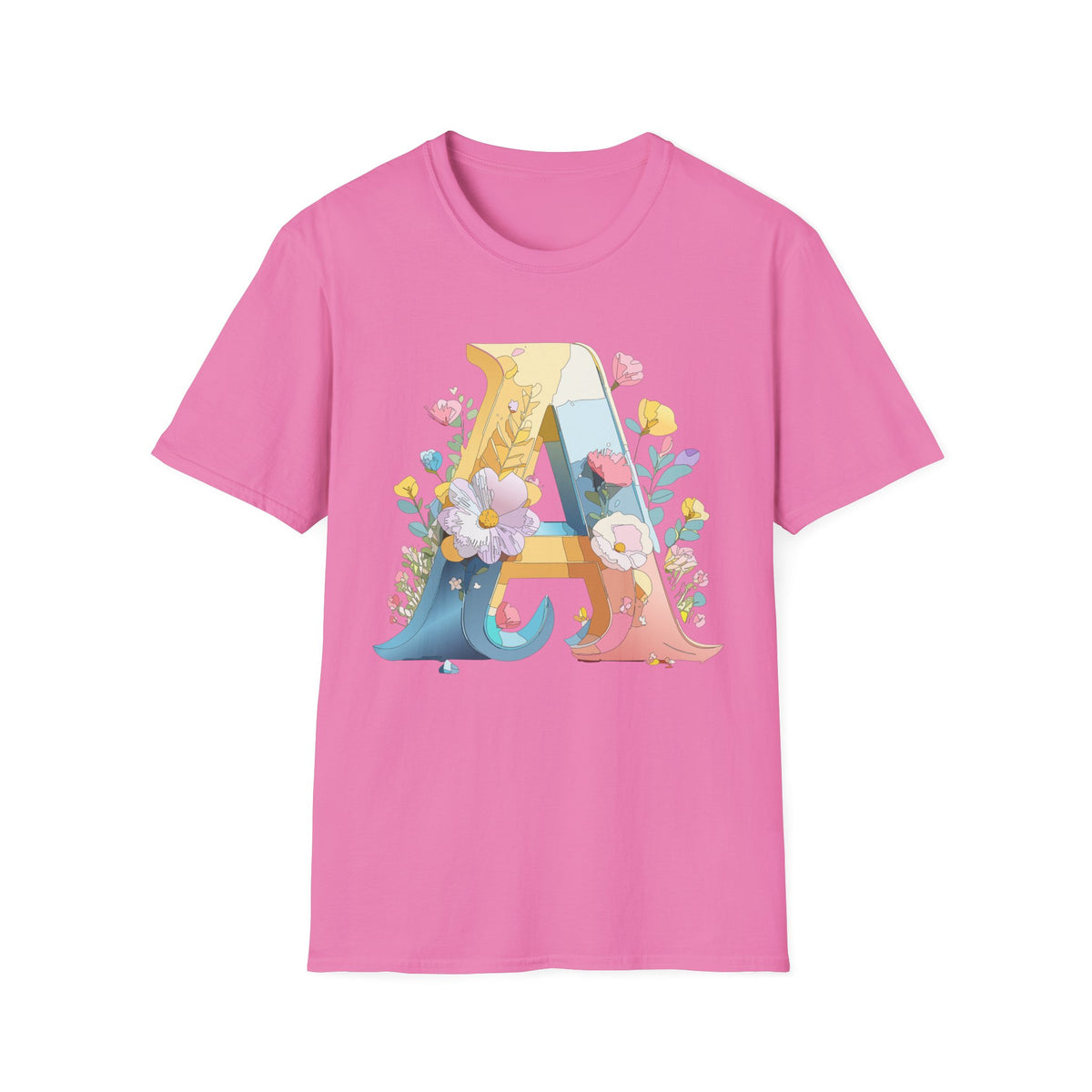 Floral Letter A T-Shirt | Monogram Initial Tee with Flowers