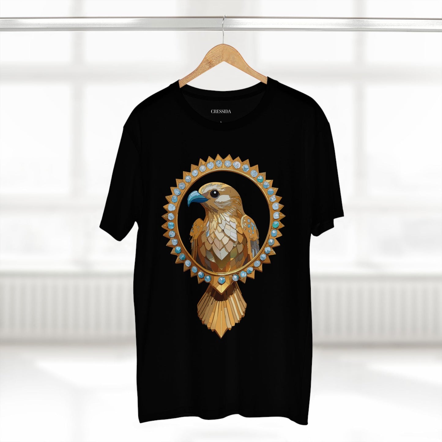 Bird Graphic Unisex 100 Cotton Tee With Unique Animal Golden Medallion Art Design 18