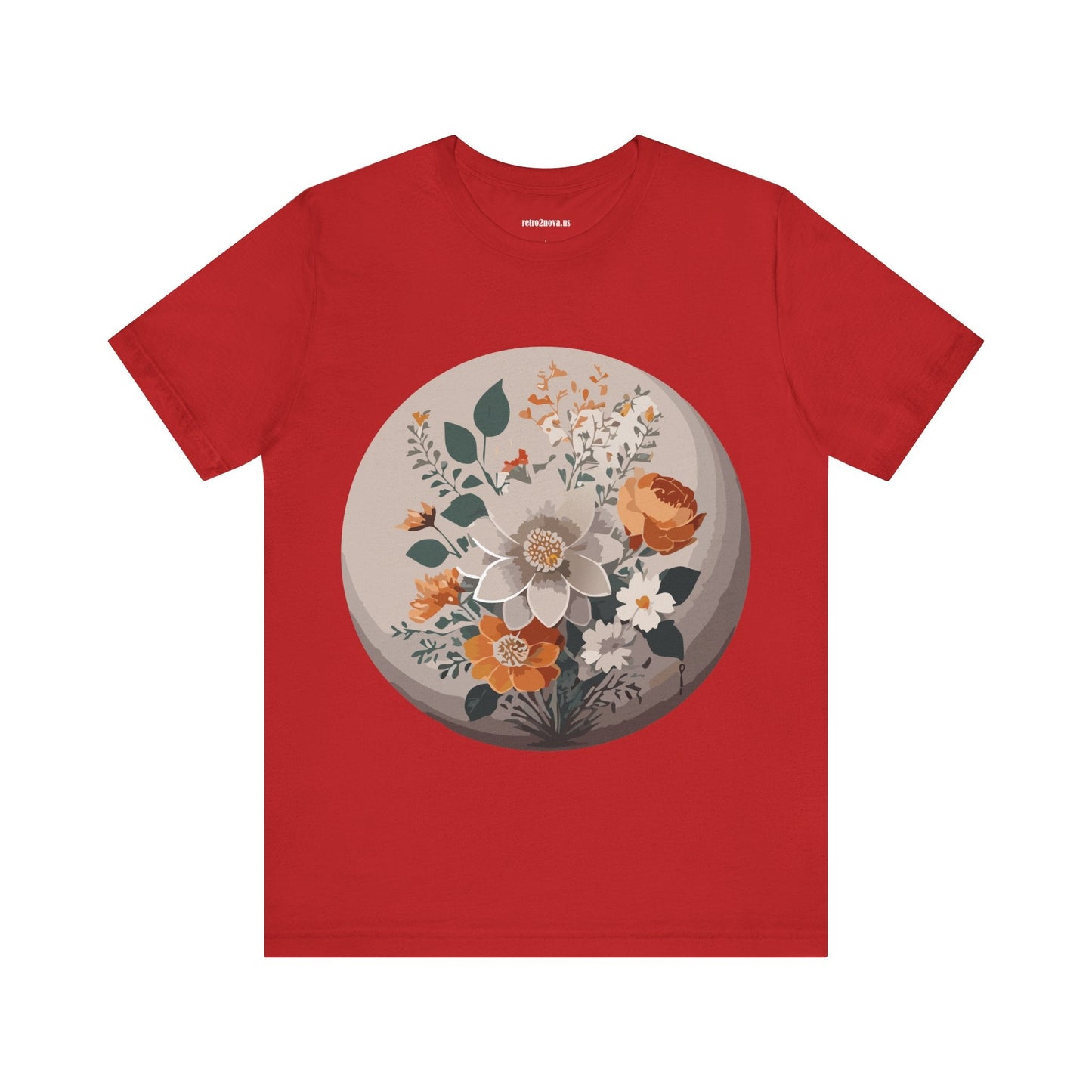 Retro2Nova Floral Shirt Unisex Short Sleeve Tee Lightweight Breathable Cotton Blend Jersey