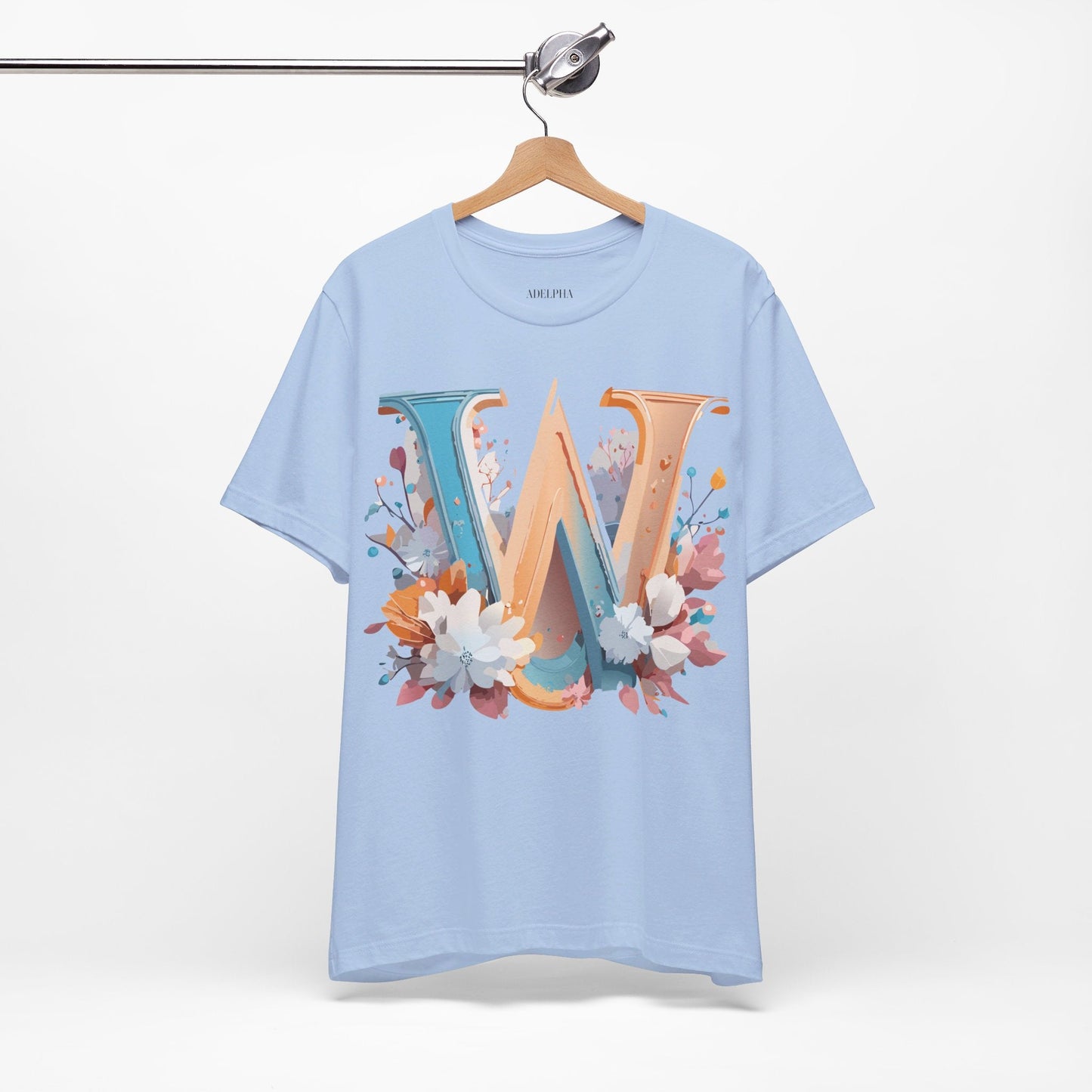 Letter W Shirt Graphic Tee Unisex Adelpha Vintage Inspired Art Design Short Sleeve
