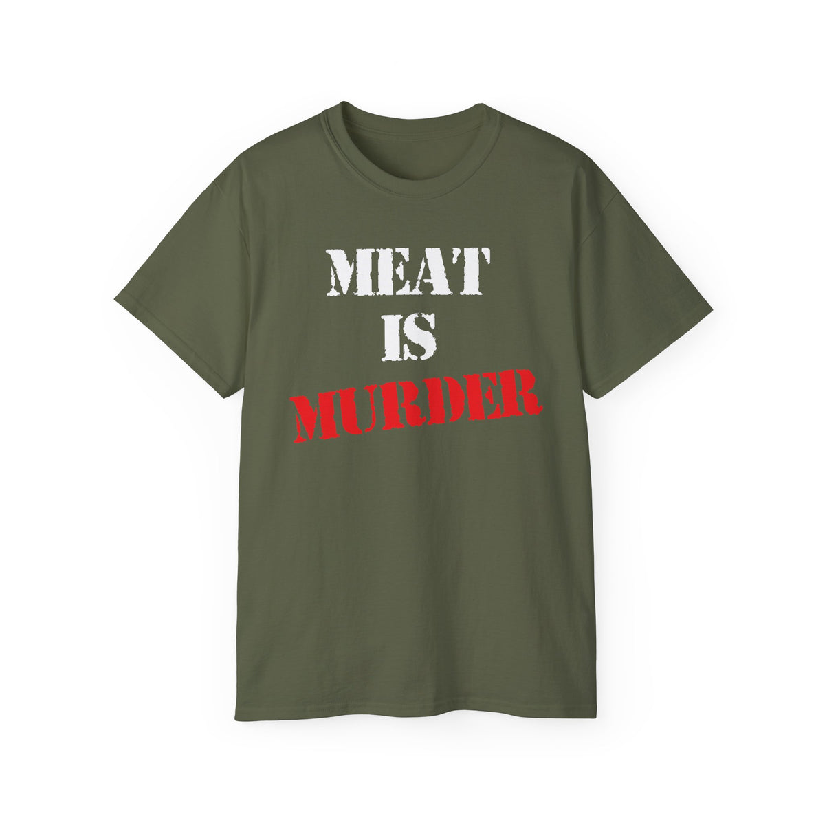 Meat Is Murder Tee | Bold Stencil Text Statement T-Shirt