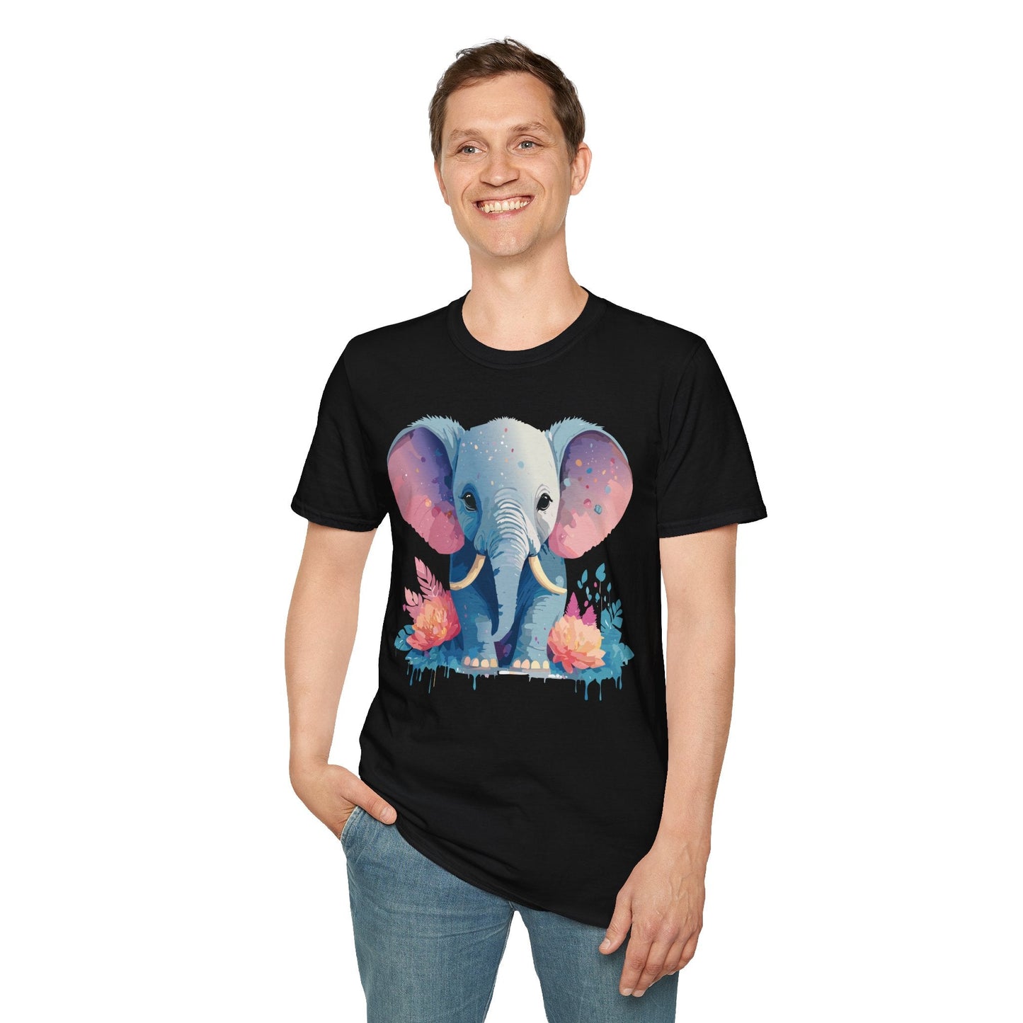 Elephant T Shirt For Adults Unisex Gildan Softstyle 64000 100 Percent Ring Spun Cotton Tee
