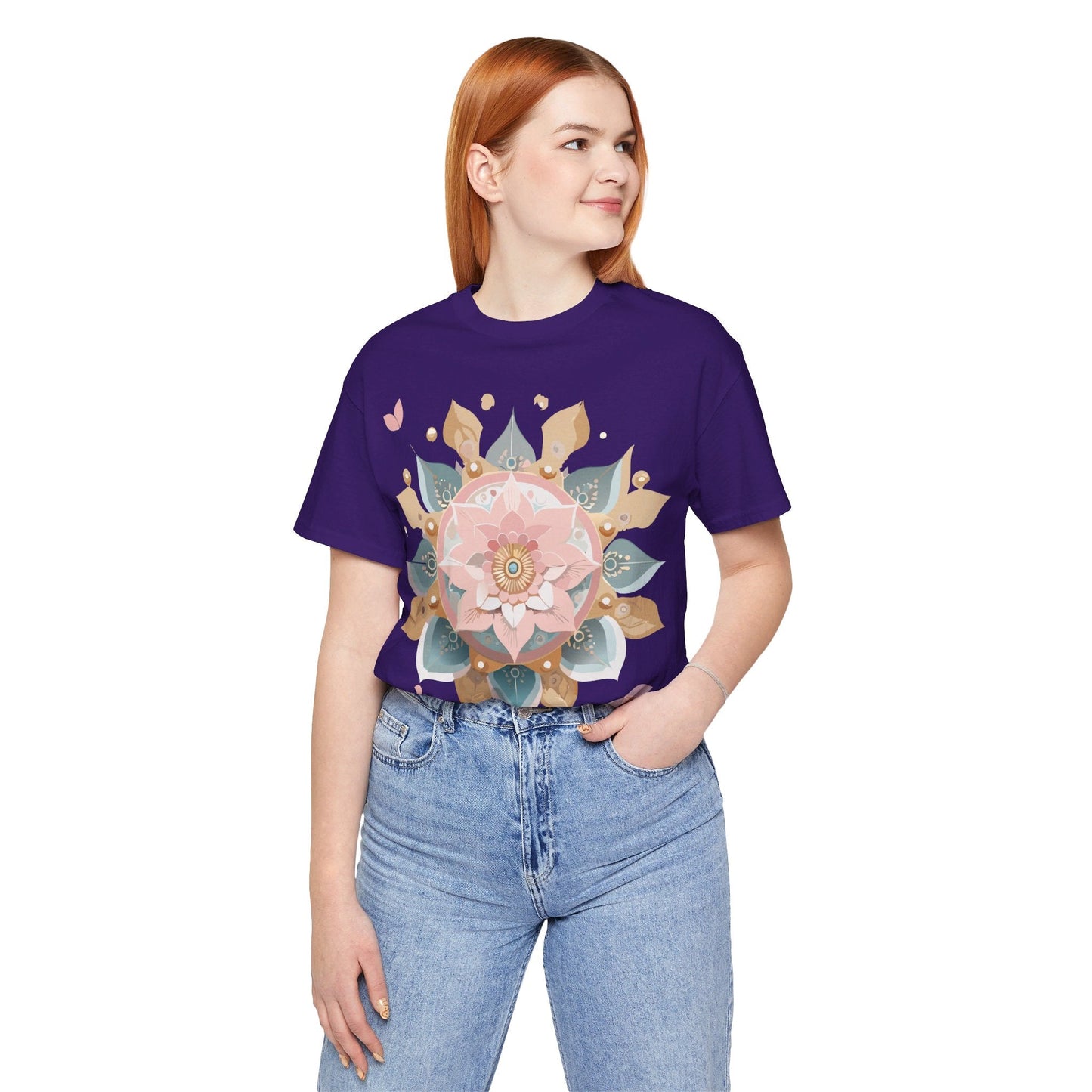 Mandala Graphic Unisex 100 Cotton Vintage Floral Artwork Tee 12