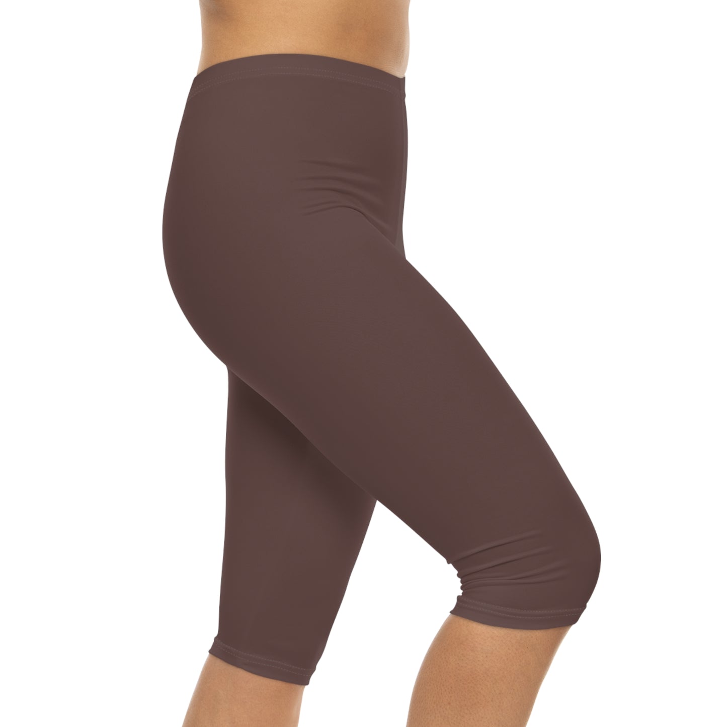 Mauve Bark Color Women's Brushed Suede Poly Span Casual Capri Leggings XS-2XL