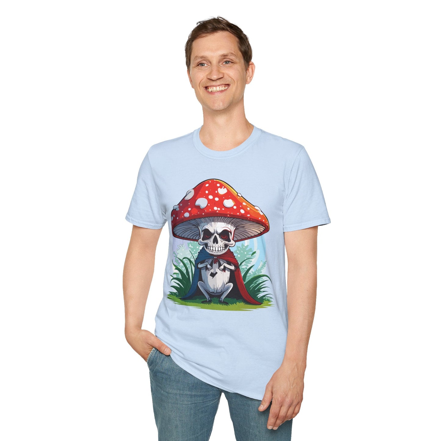 Funny Mashroom Graphic Unisex Softstyle Cotton With Cartoon Illustration Design 15