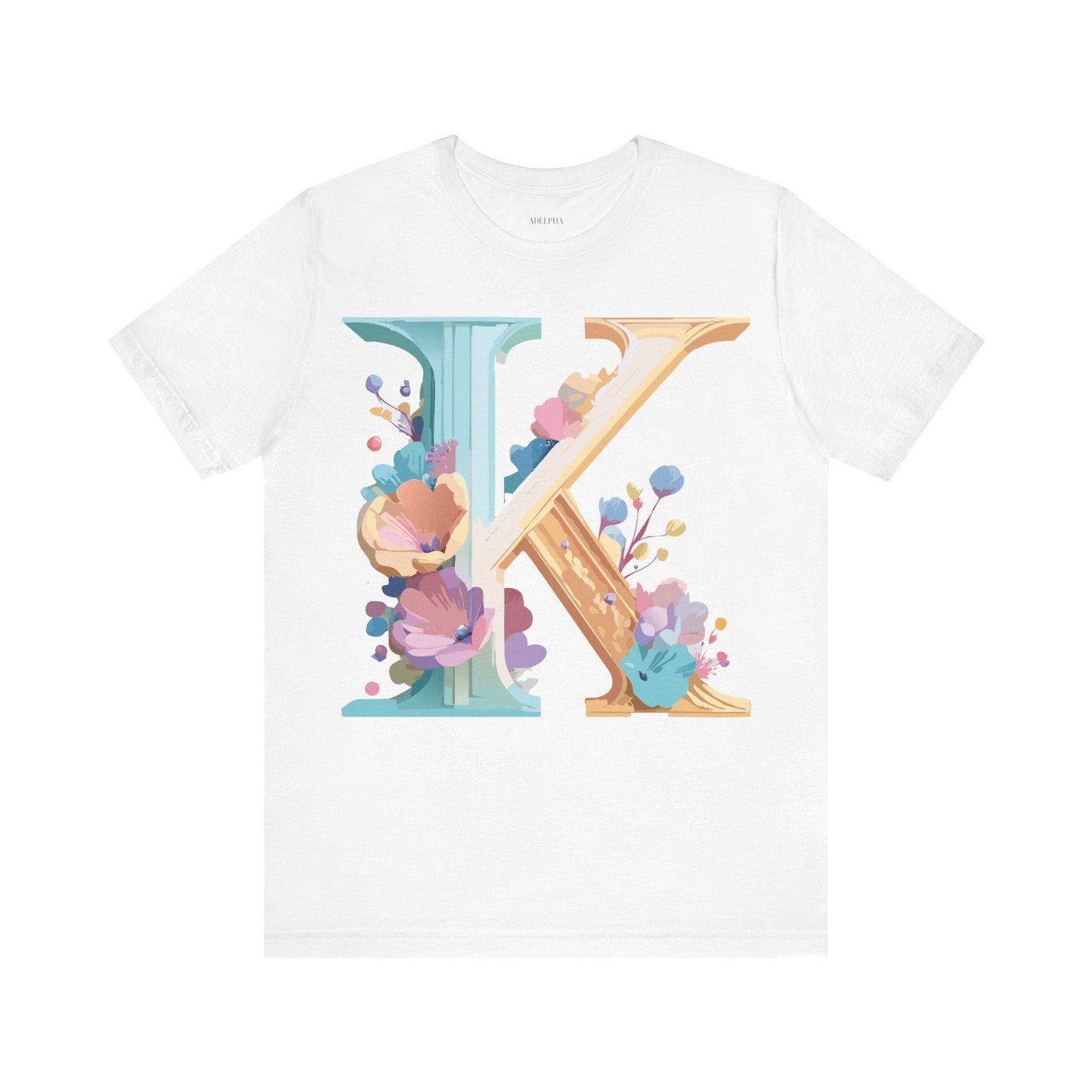 Letter K Graphic Tee Unisex Shirt By Adelpha Vintage Art Design Short Sleeve Collection