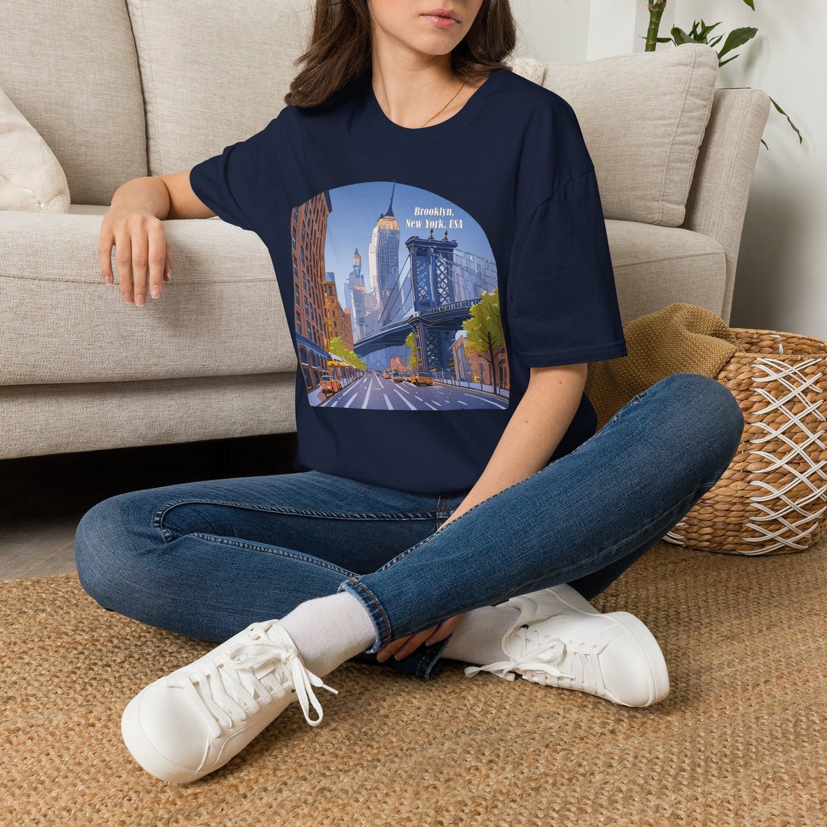 Brooklyn New York Skyline T-Shirt | Manhattan Bridge Cityscape