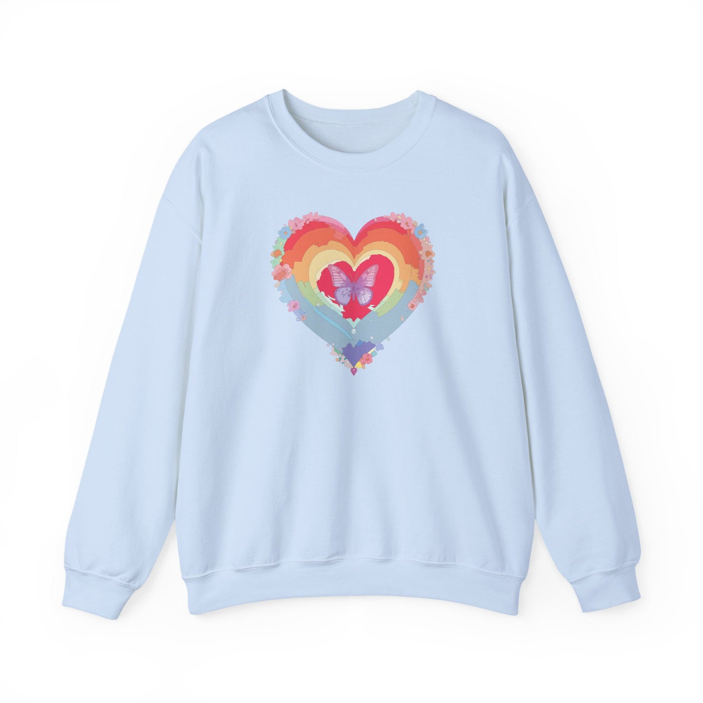 Rainbow Heart Sweatshirt, Floral Heart Sweatshirt, Floral Love Sweatshirt, Valentine's Day Sweatshirt, Rainbow Heart Floral Sweatshirt 116