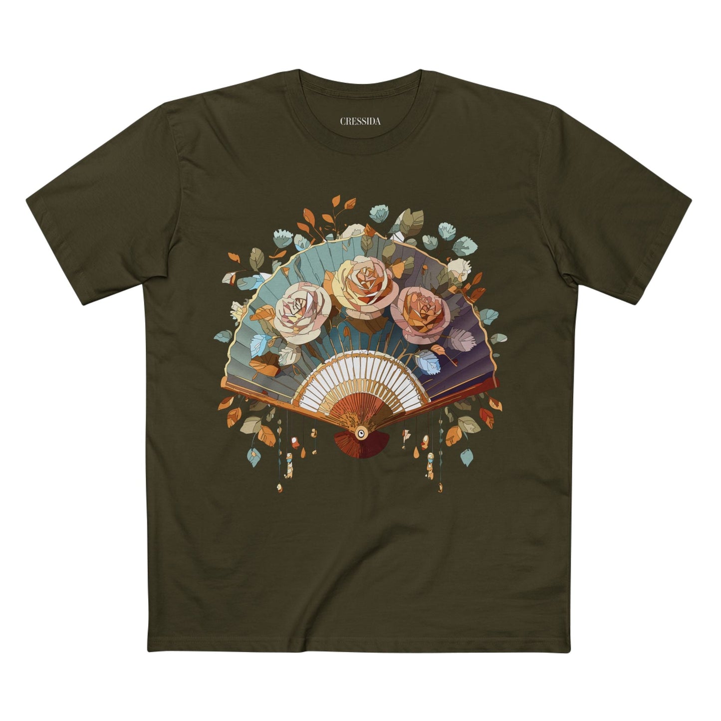 Antique Fan Graphic Design T-Shirt Unisex 100 Cotton Floral Carnival Artwork Tee 5