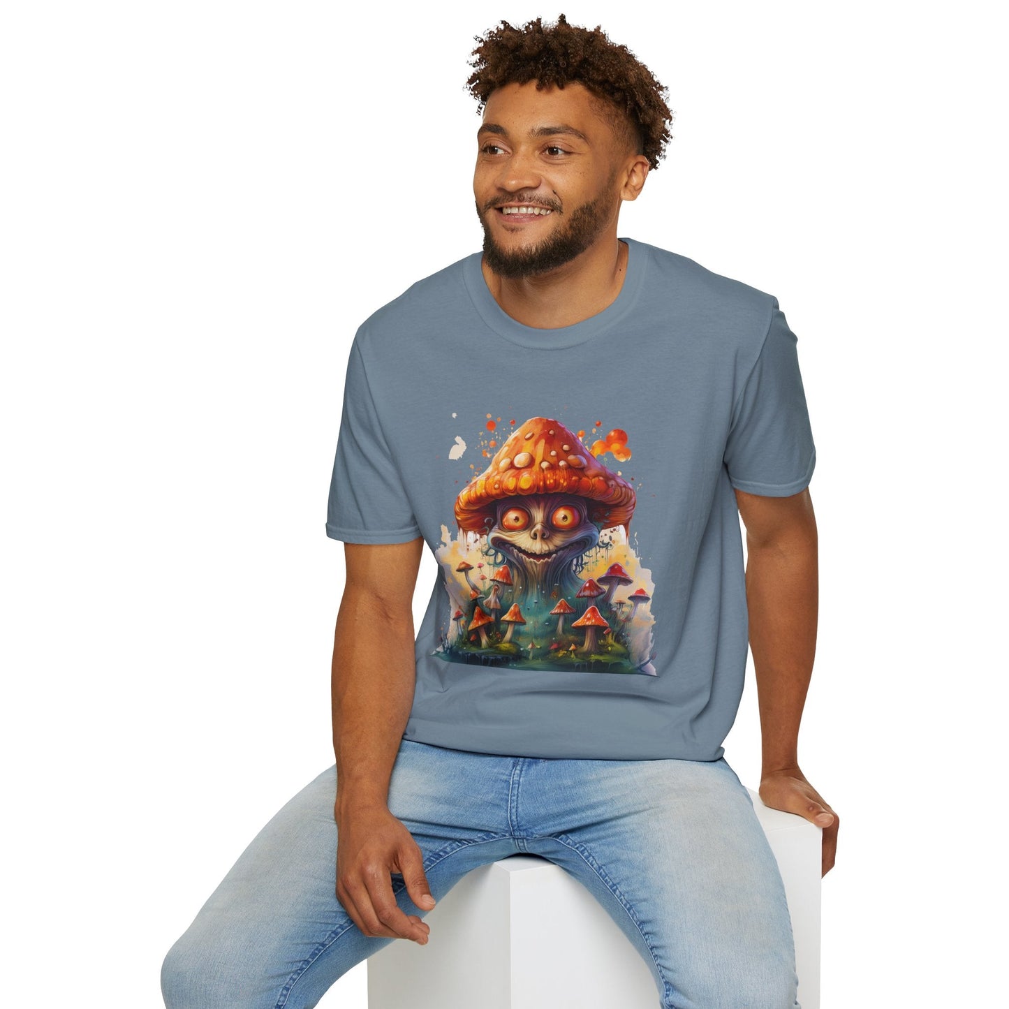 Funny Mashroom Graphic Unisex Softstyle Cotton With Cartoon Illustration Design 8