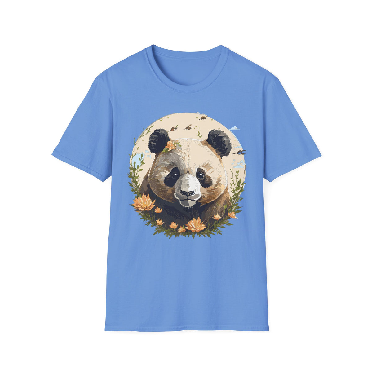 Floral Panda Illustration T-Shirt | Cute Bamboo Bear Graphic Tee