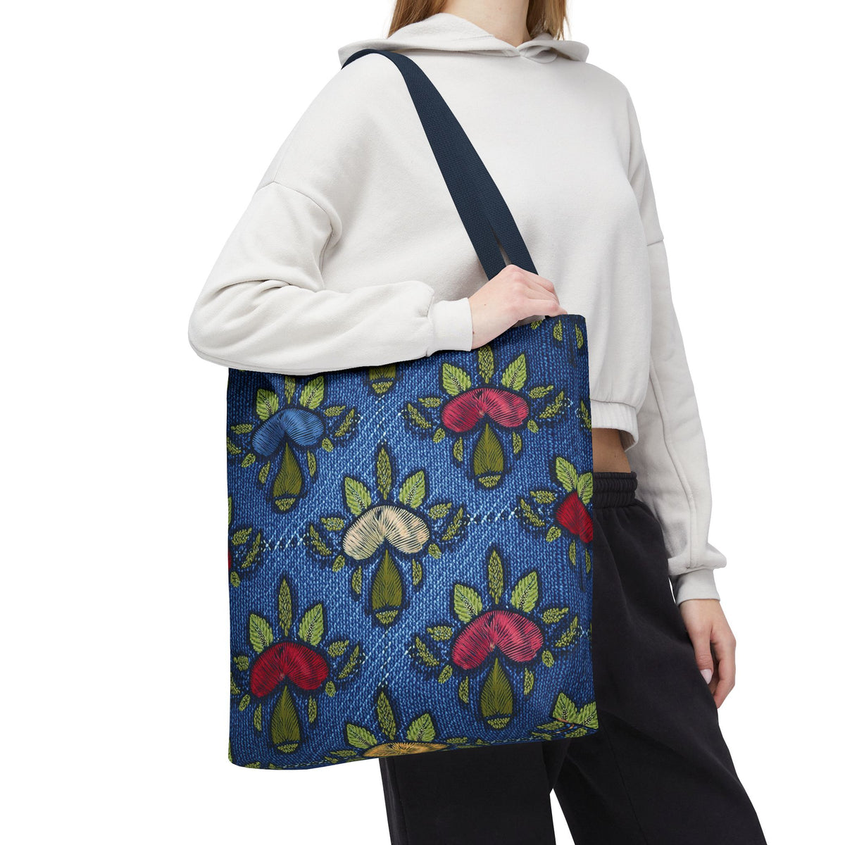 Denim Fabric Imitation Print Unisex Canvas Bag Poly Spun 3 Sizes Tote Bag 159-10