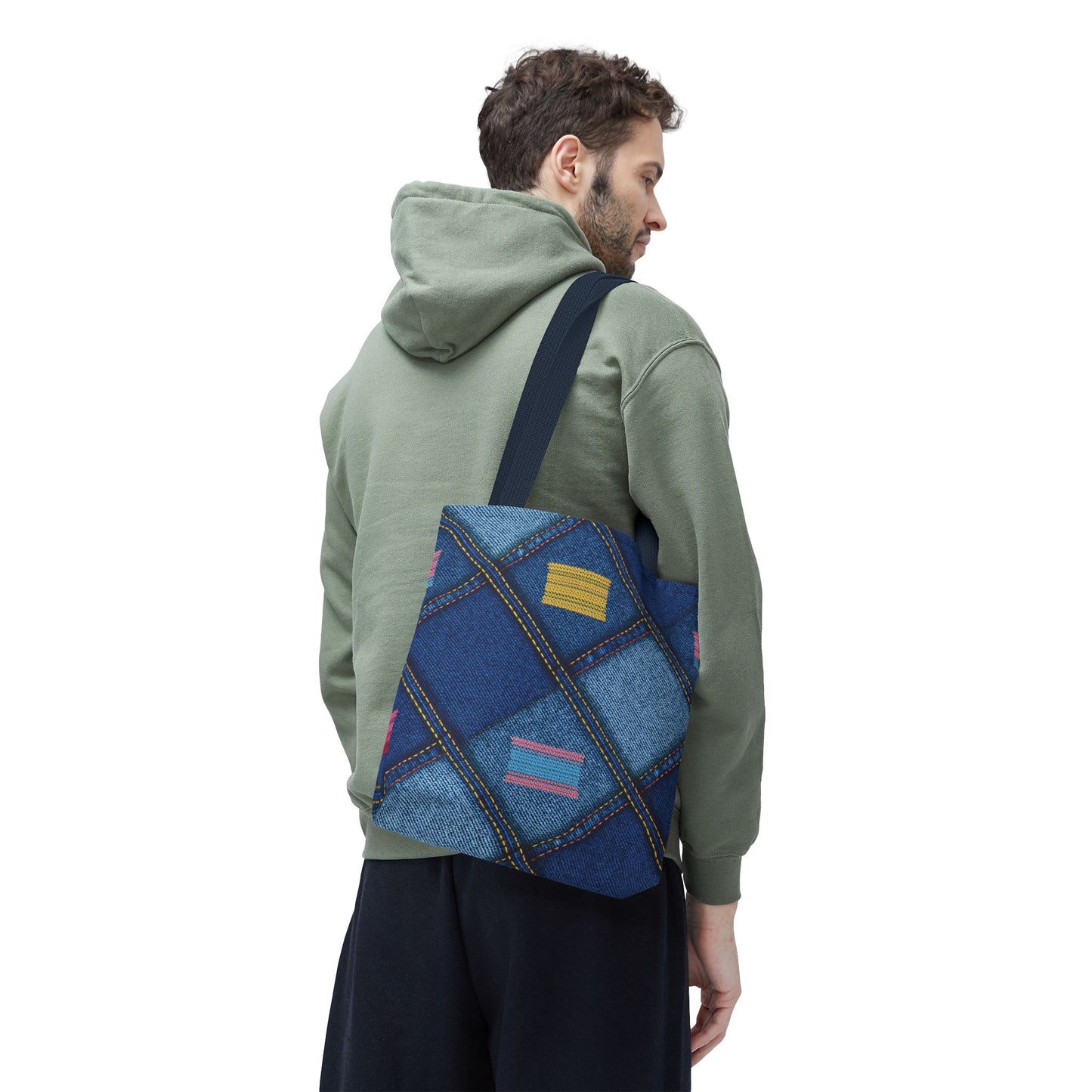 Denim Fabric Imitation Print Unisex Canvas Bag Poly Spun 3 Sizes Tote Bag 146