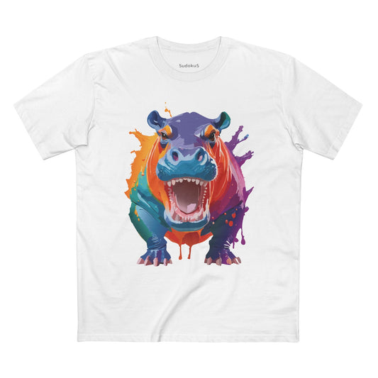 Hippo Graphic Unisex 100 Cotton Staple Tee with Animal Design Artwork 5
