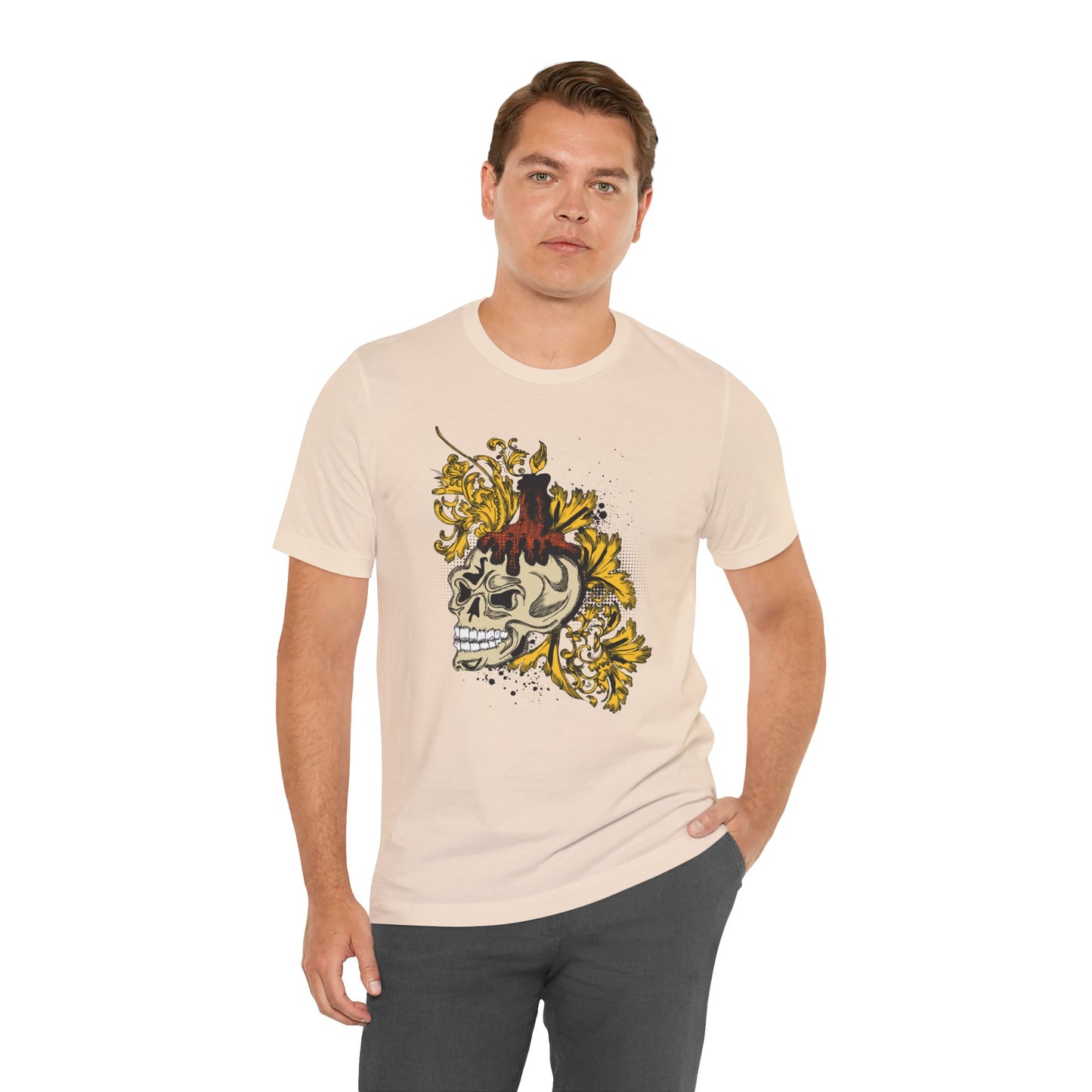 Rock Skull Graphic Design Tee, Skull Shirt, Vintage Tees, Art Design T-Shirt, Vintage Graphic Tee, Art Shirts with Skulls 3