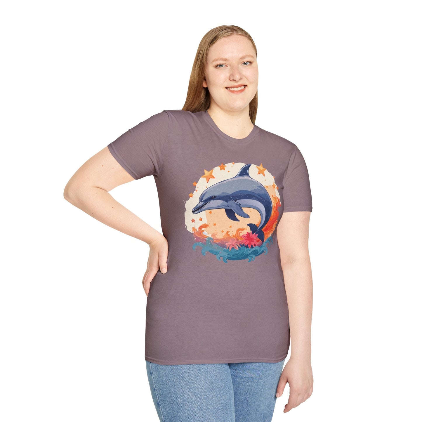 Dolphin Shirt Unisex Tee Gildan Softstyle 64000 100 Percent Ring Spun Cotton Comfort Wear