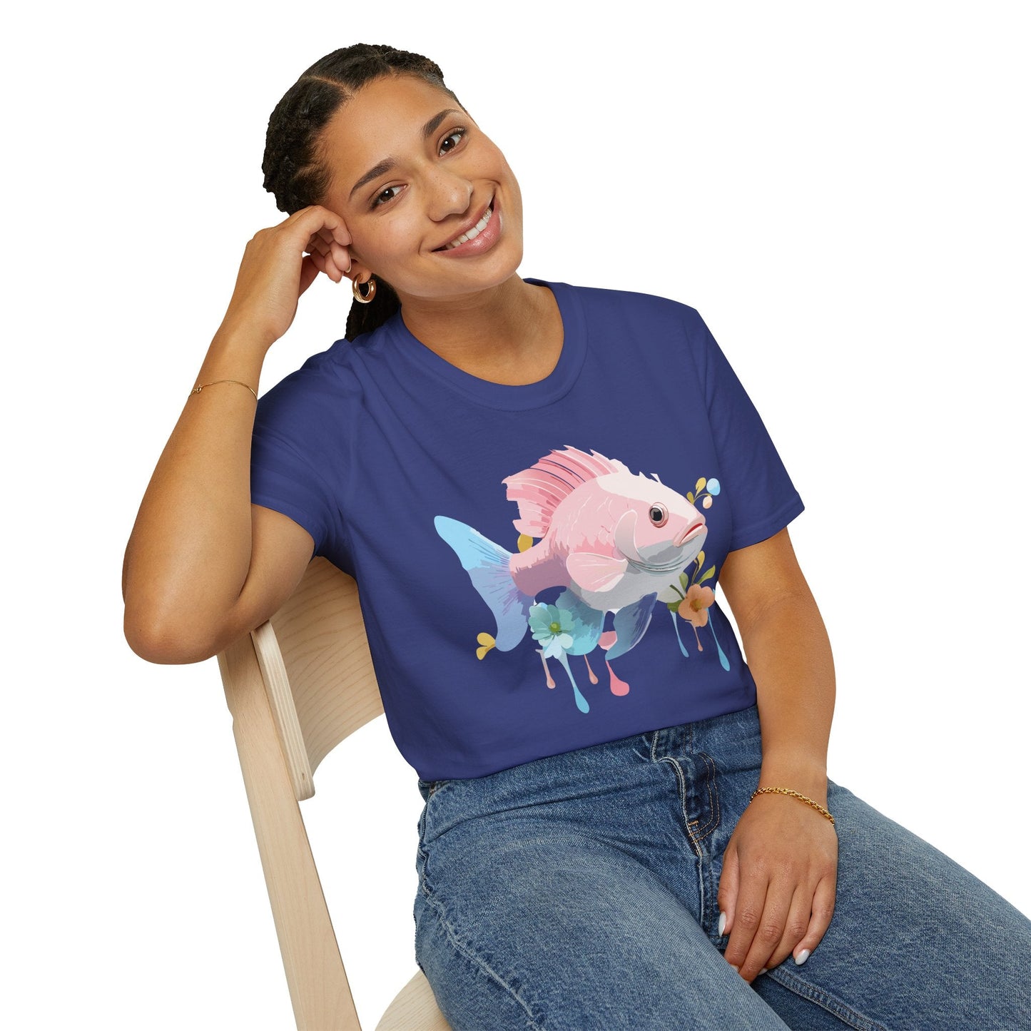 Fish Art Design Shirt Unisex Graphic Tee With Fish Illustration Gildan Softstyle 64000