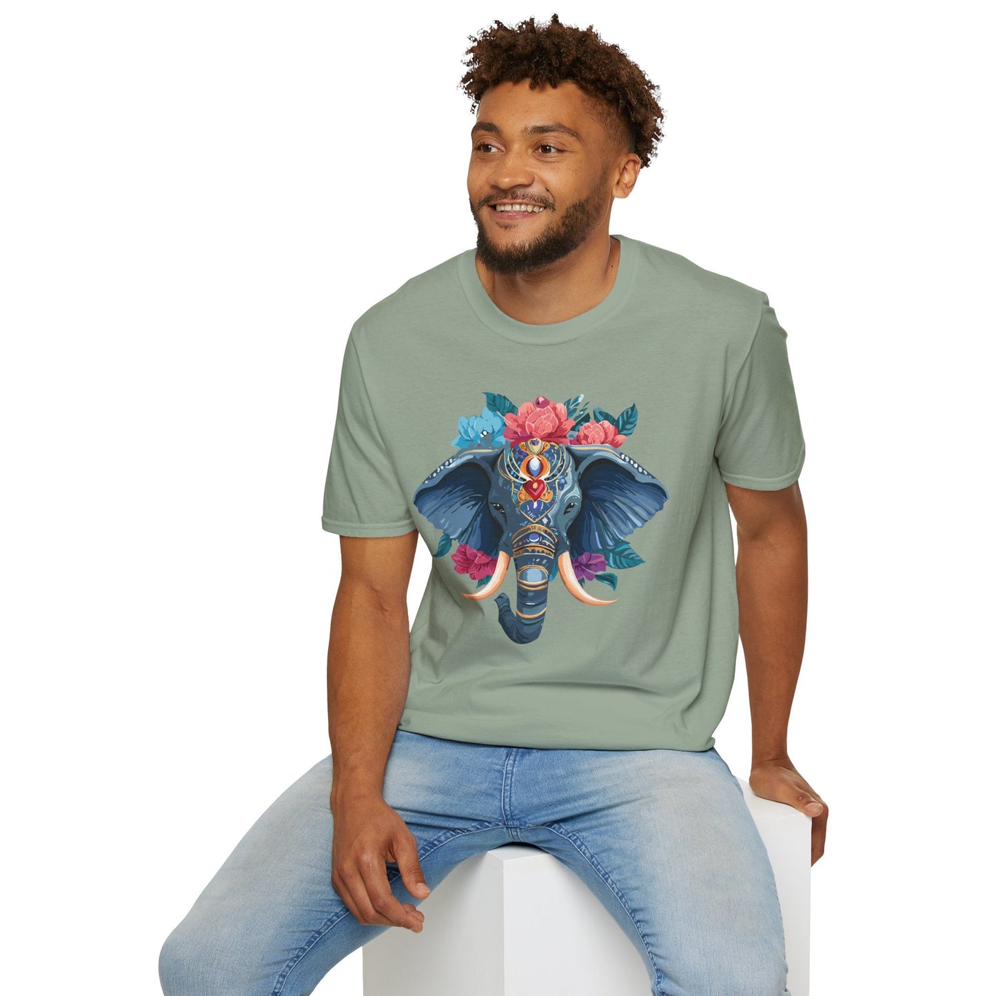 Elephant T Shirt Unisex Softstyle Tee Gildan 64000 100 Percent Ring Spun Cotton Fabric