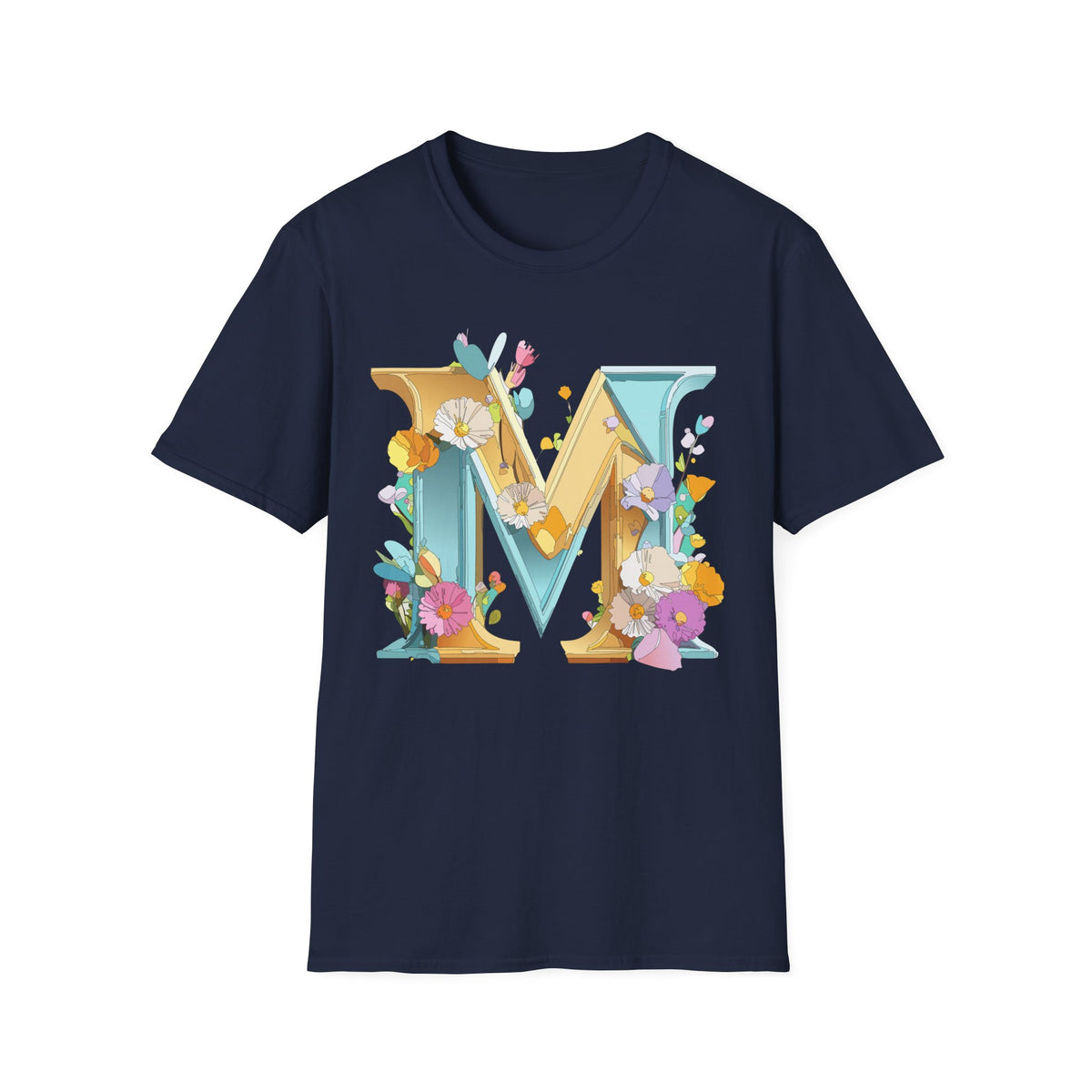 Floral Letter M T-Shirt | Botanical Monogram Initial Tee