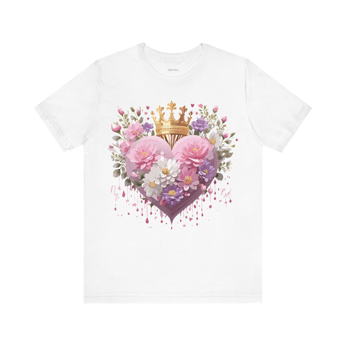 Valentine's Day Graphic Unisex Cotton Bella+Canvas Tee with Floral Art Design d129