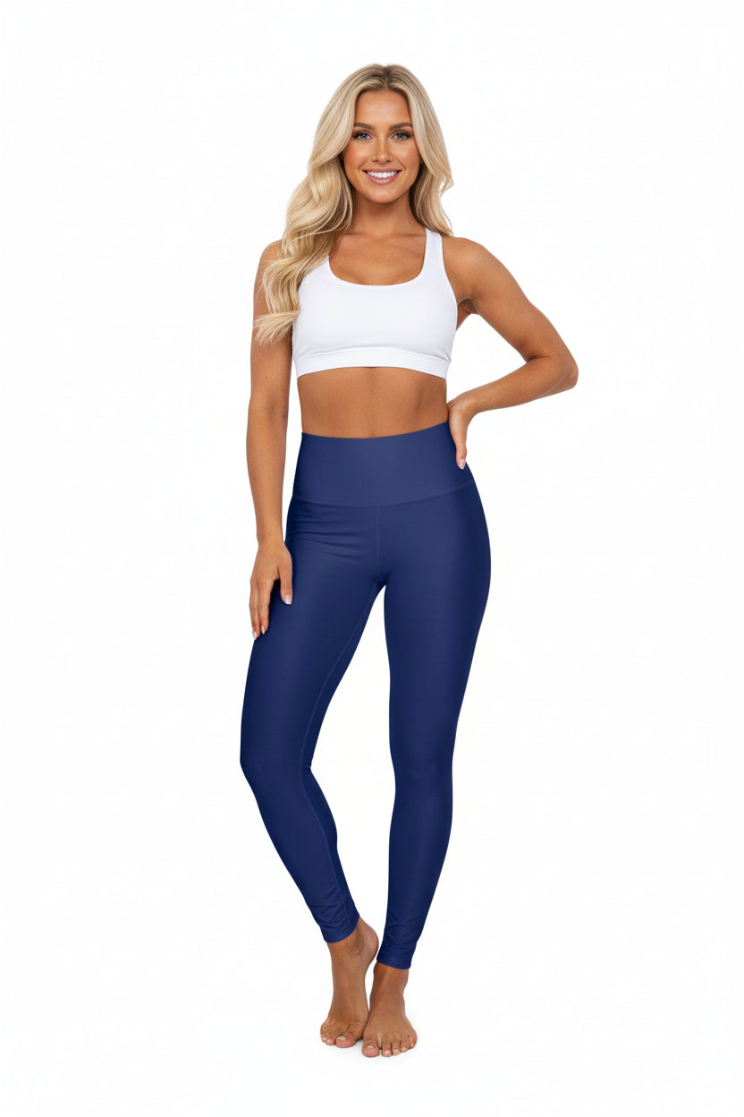 High-Waist Imperial Blue Yoga Leggings Women's Seamless Poly-Span Seamless Navy Activewear for Pilates