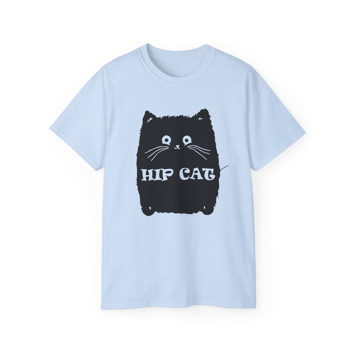 Hip Cat Graphic Tee | Cute Black Cat Illustration, Retro Typography