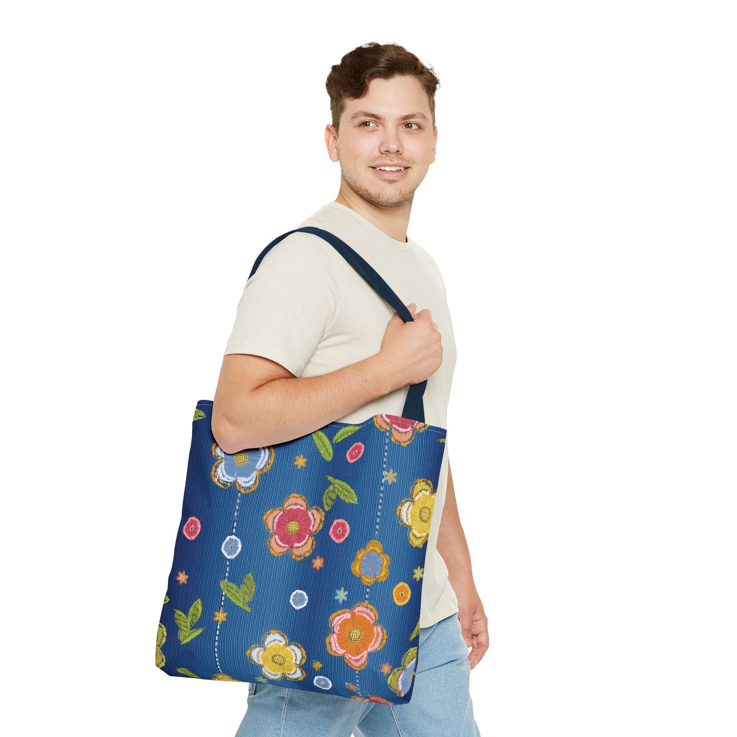 Denim Fabric Imitation Print Unisex Canvas Bag Poly Spun 3 Sizes Tote Bag 133