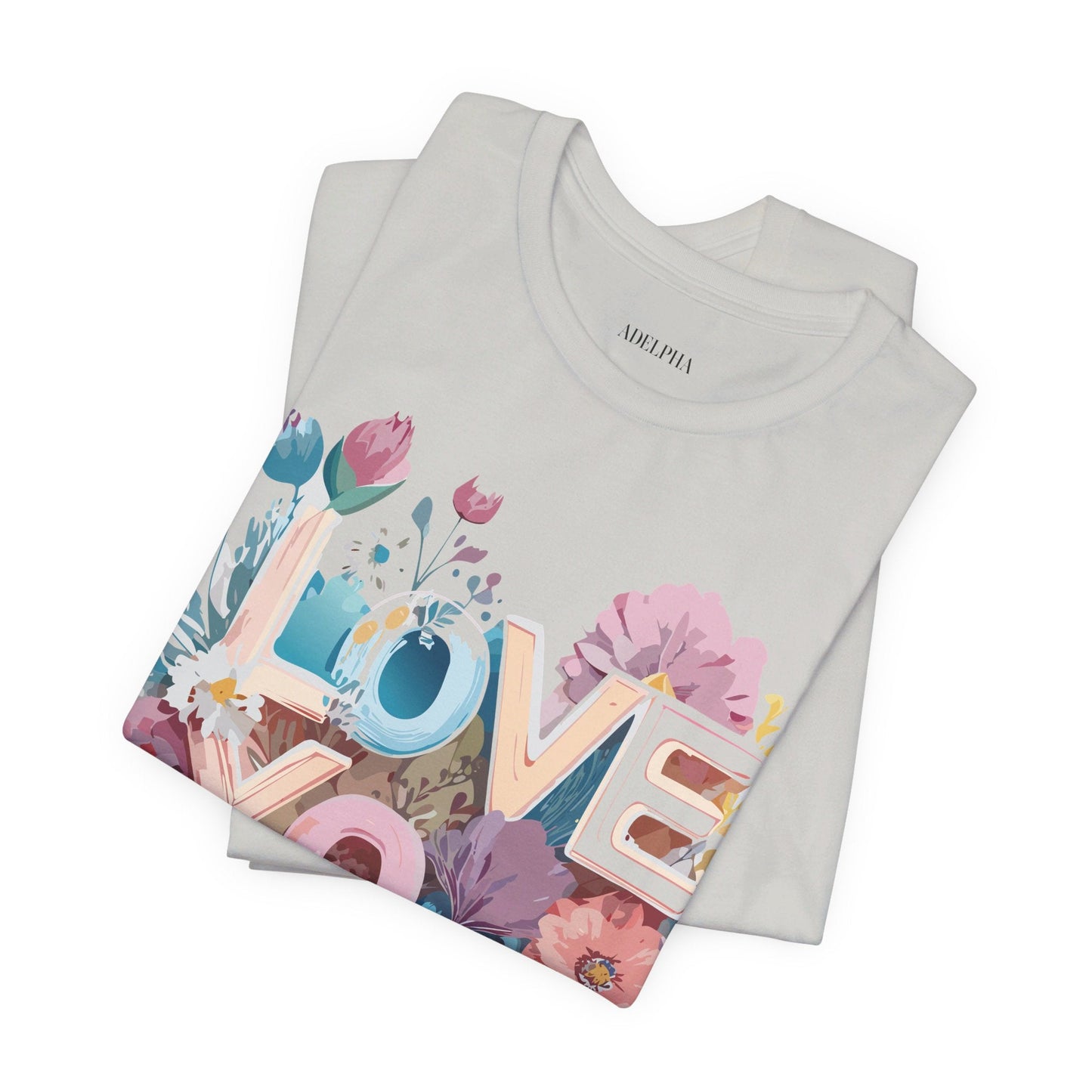 Valentine Day Graphic Unisex 100 Cotton Vintage Artwork with Love and Flower Design Tee 37
