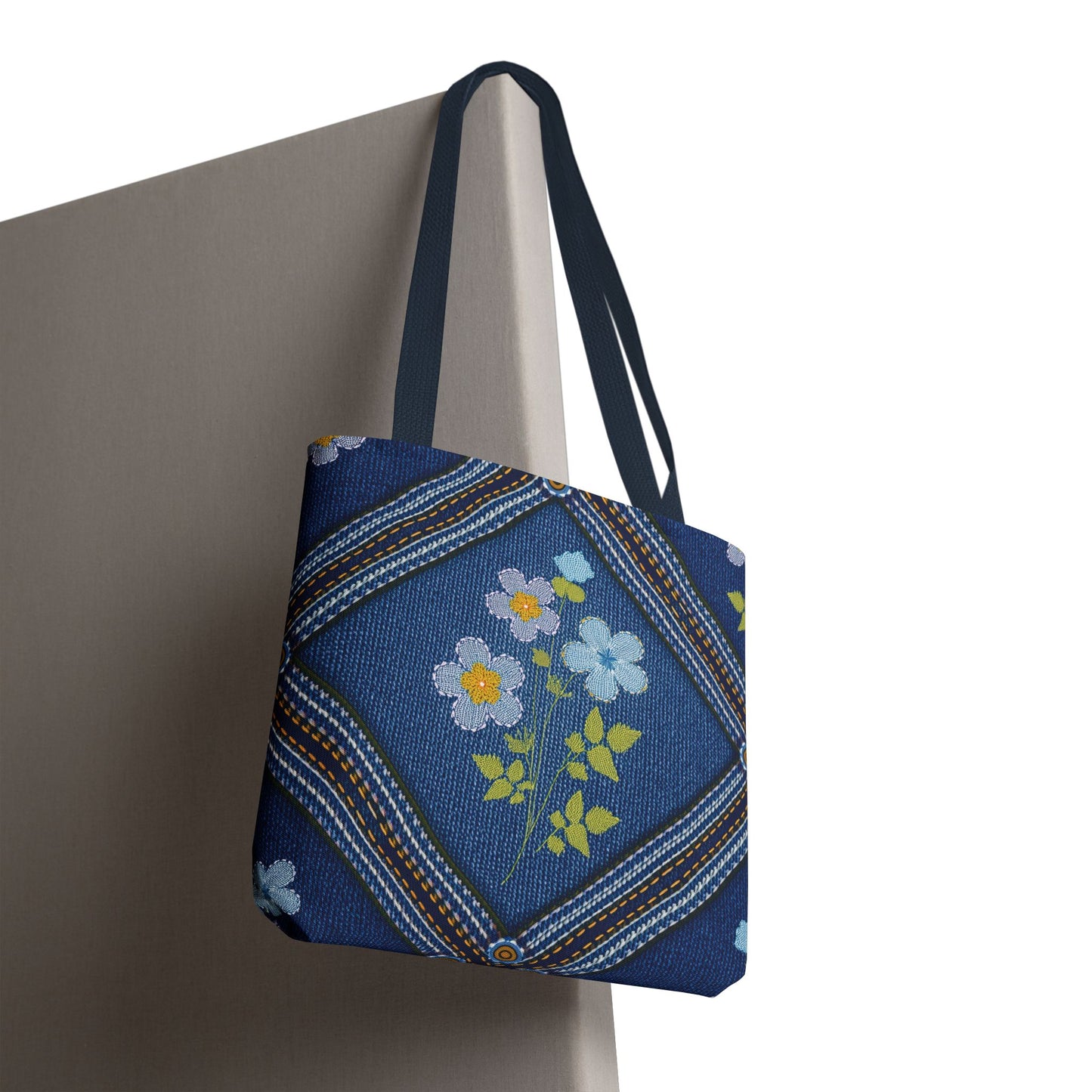 Denim Fabric Imitation Print Unisex Canvas Bag Poly Spun 3 Sizes Tote Bag 126