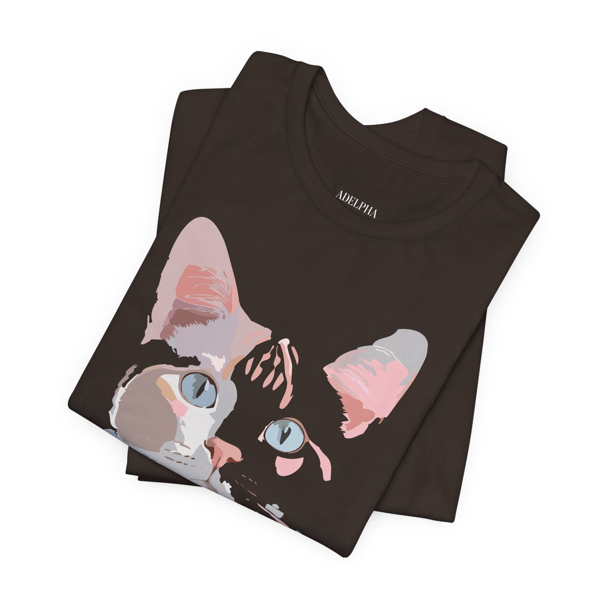 Cat Graphic Unisex Cotton Bella+Canvas Tee with Art Animal Design e208
