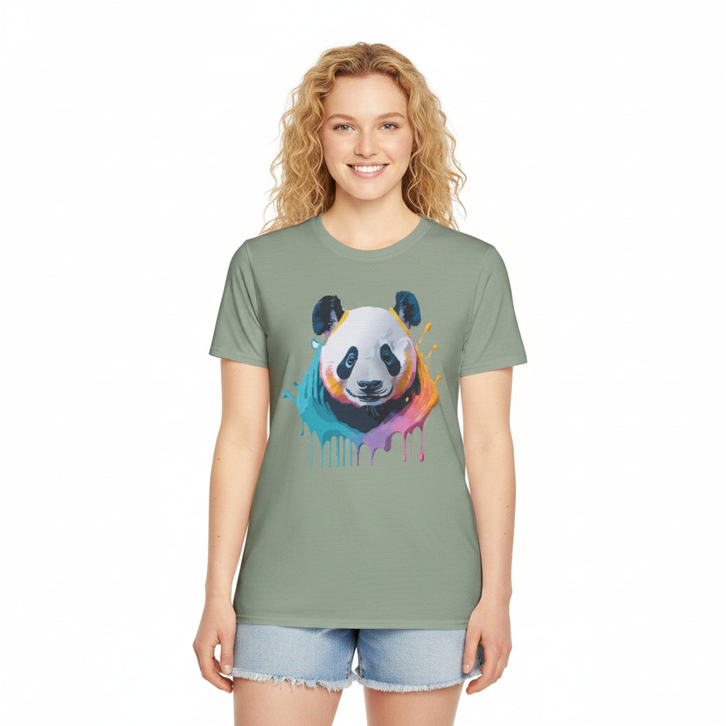 Unisex Panda Shirt T Shirt With Panda Animal Print Tee Softstyle Gildan 64000 100 Percent Ring Spun Cotton