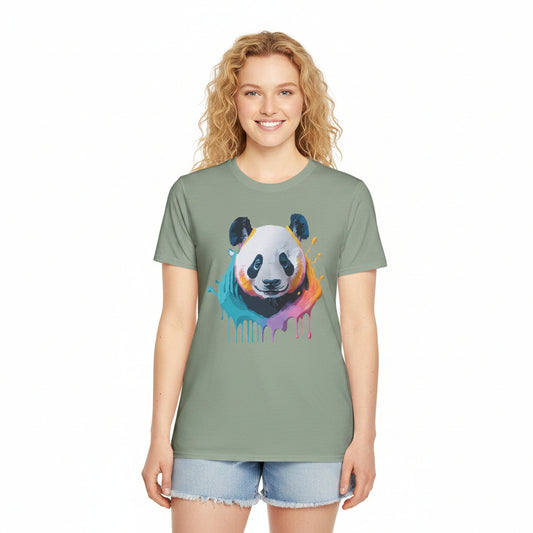 Unisex Panda Shirt T Shirt With Panda Animal Print Tee Softstyle Gildan 64000 100 Percent Ring Spun Cotton