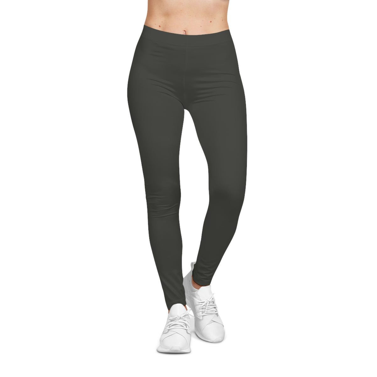 Charcoal Brown Color Women's Poly-Span Casual Leggings XS-2XL