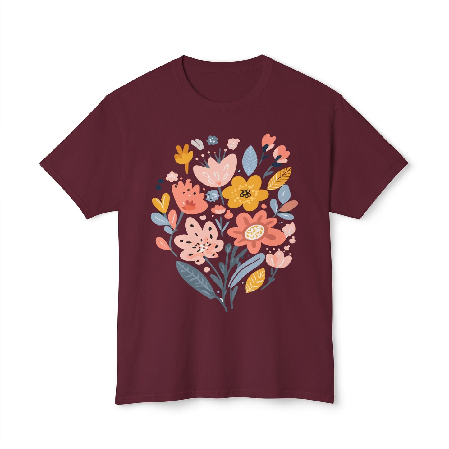 Unisex HD Cotton Floral Art Print T Shirt With Vintage Flowers Design Tee Premium Quality